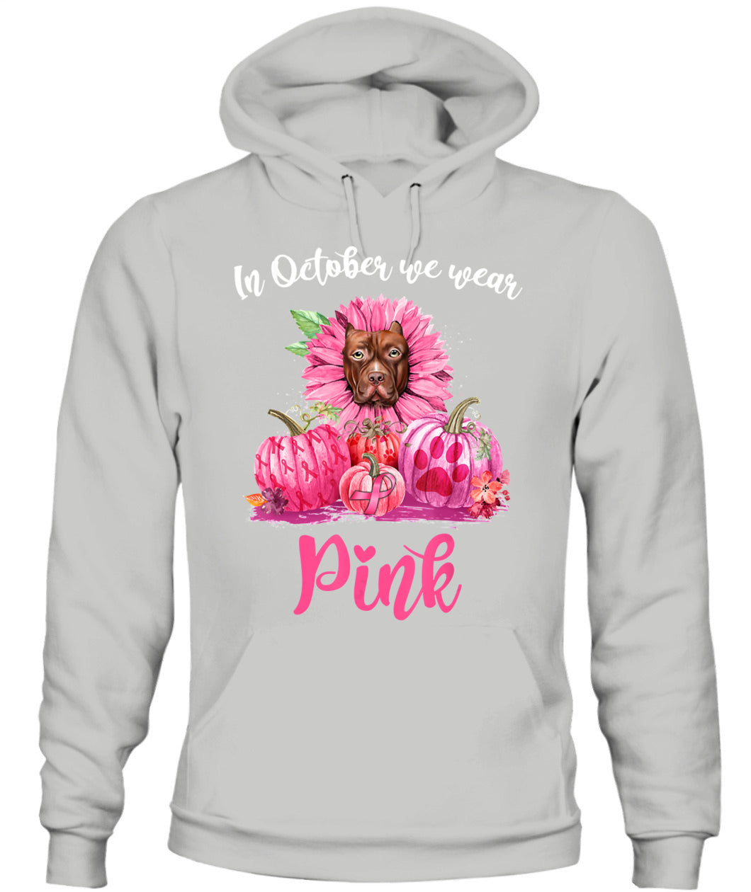 D5-In October We Wear Pink Pitbull Pumpkins Breast Cancer Funny Dog Animal Lovers Essential T-Shirt