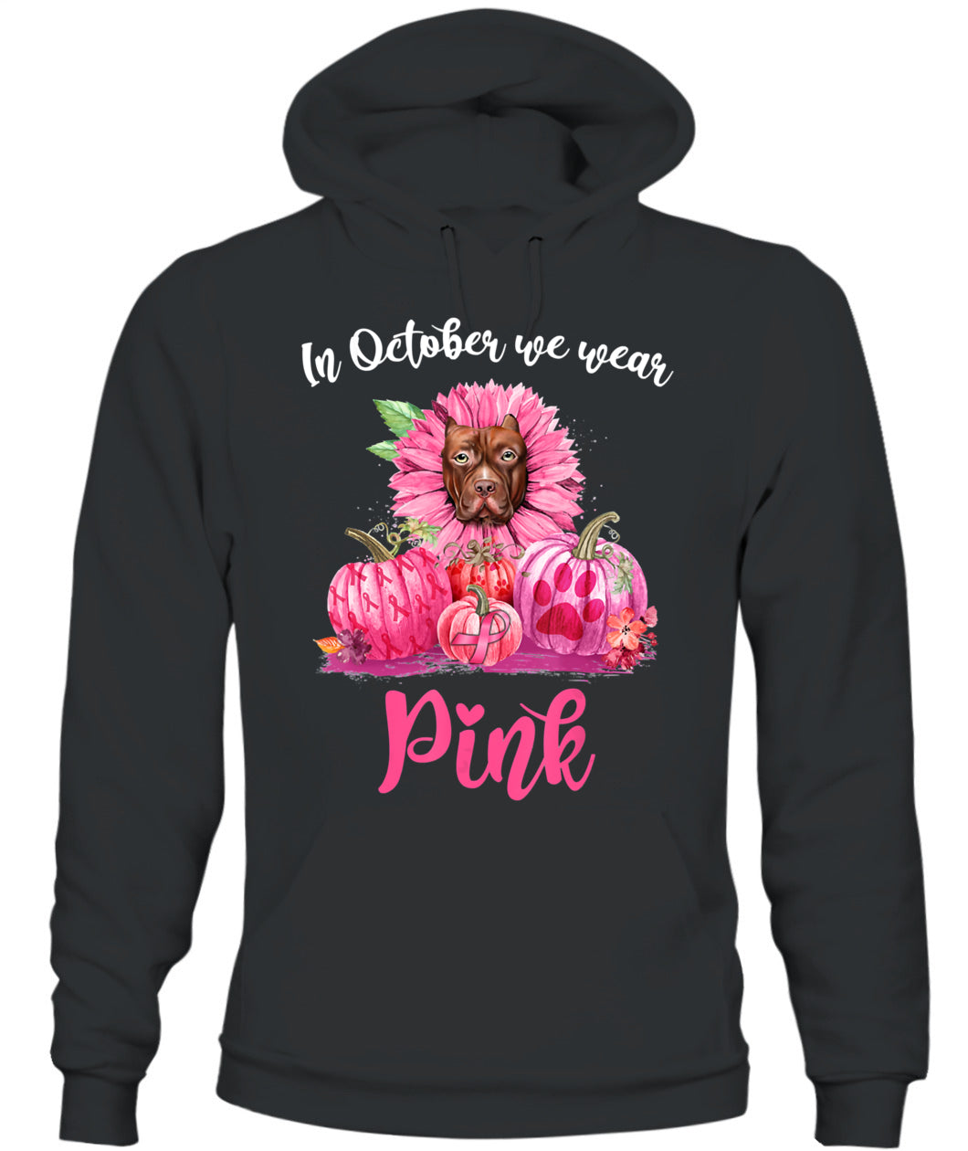 D5-In October We Wear Pink Pitbull Pumpkins Breast Cancer Funny Dog Animal Lovers Essential T-Shirt