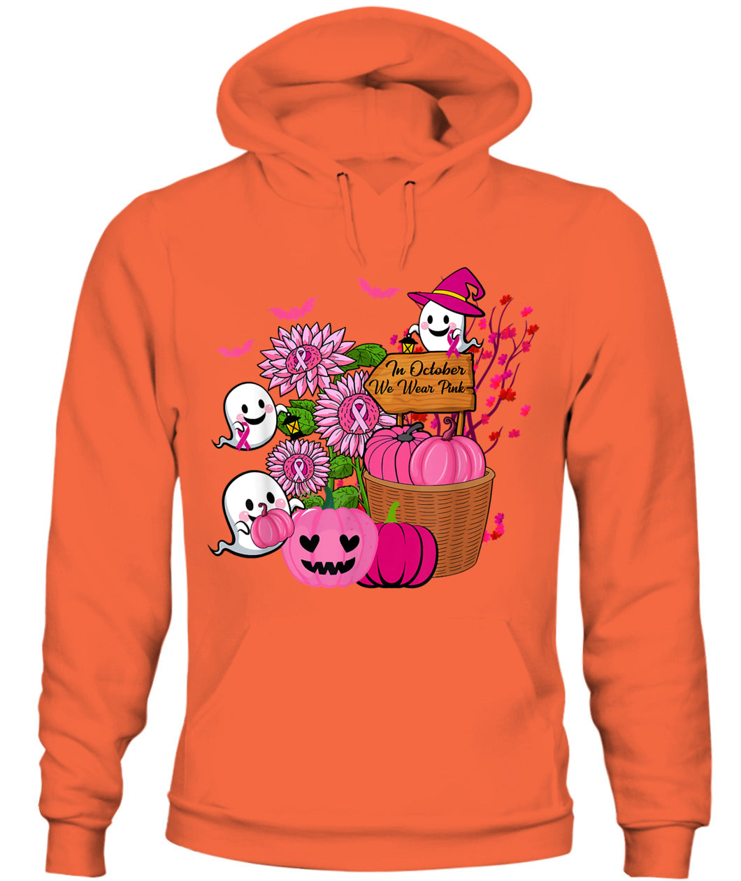 H10 - In October We Wear Pink Ghosts _amp_ Pumpkins For Breast Cancer T-Shirt