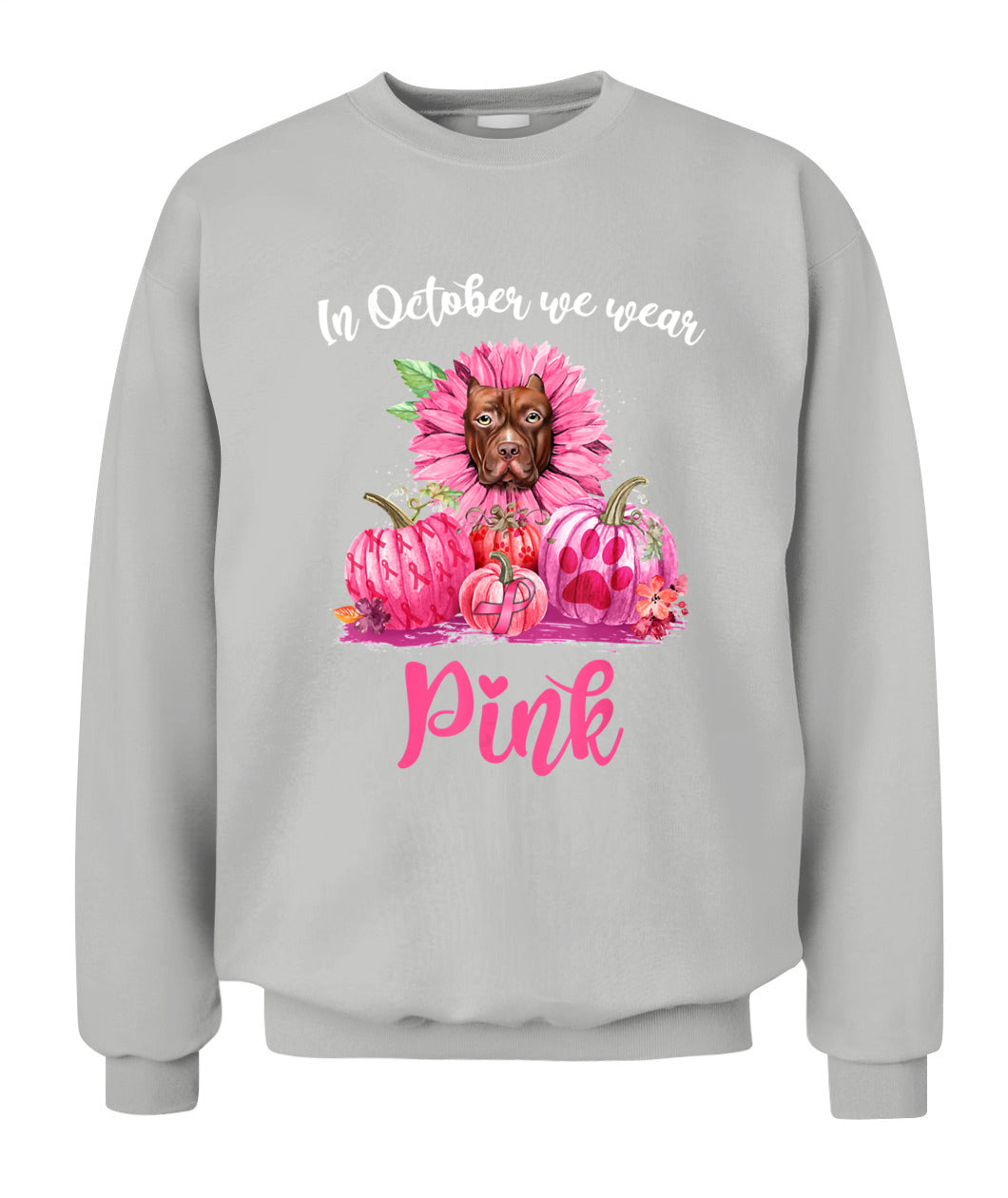 D5-In October We Wear Pink Pitbull Pumpkins Breast Cancer Funny Dog Animal Lovers Essential T-Shirt
