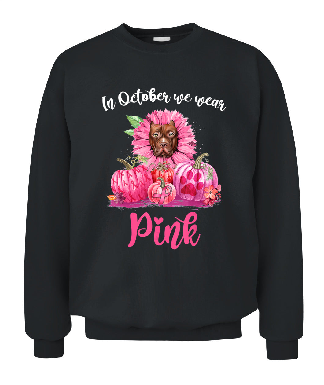 D5-In October We Wear Pink Pitbull Pumpkins Breast Cancer Funny Dog Animal Lovers Essential T-Shirt