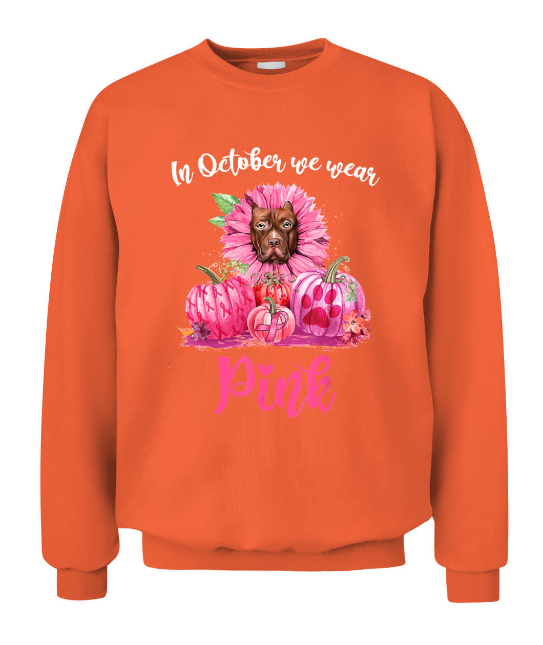 D5-In October We Wear Pink Pitbull Pumpkins Breast Cancer Funny Dog Animal Lovers Essential T-Shirt
