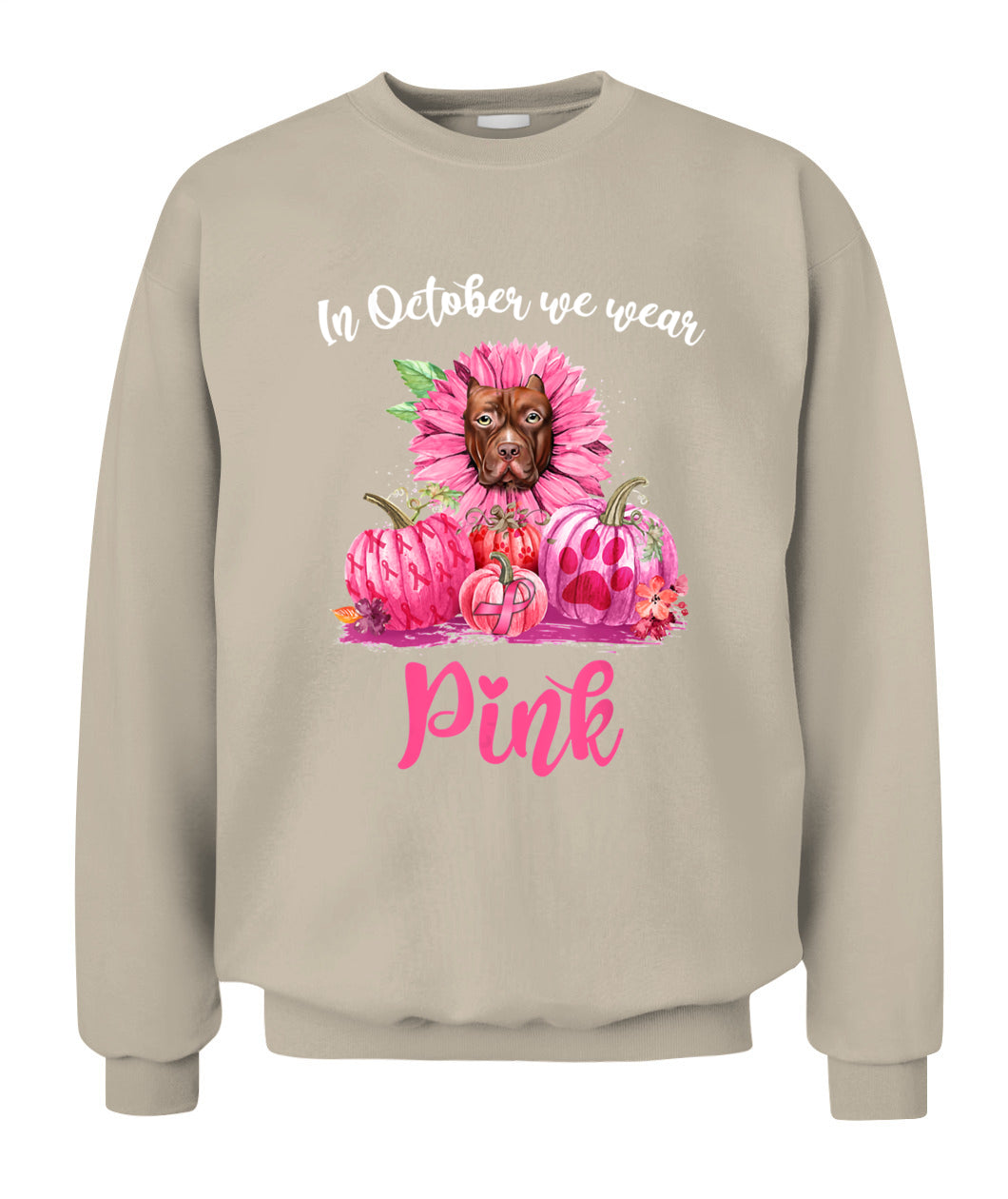 D5-In October We Wear Pink Pitbull Pumpkins Breast Cancer Funny Dog Animal Lovers Essential T-Shirt