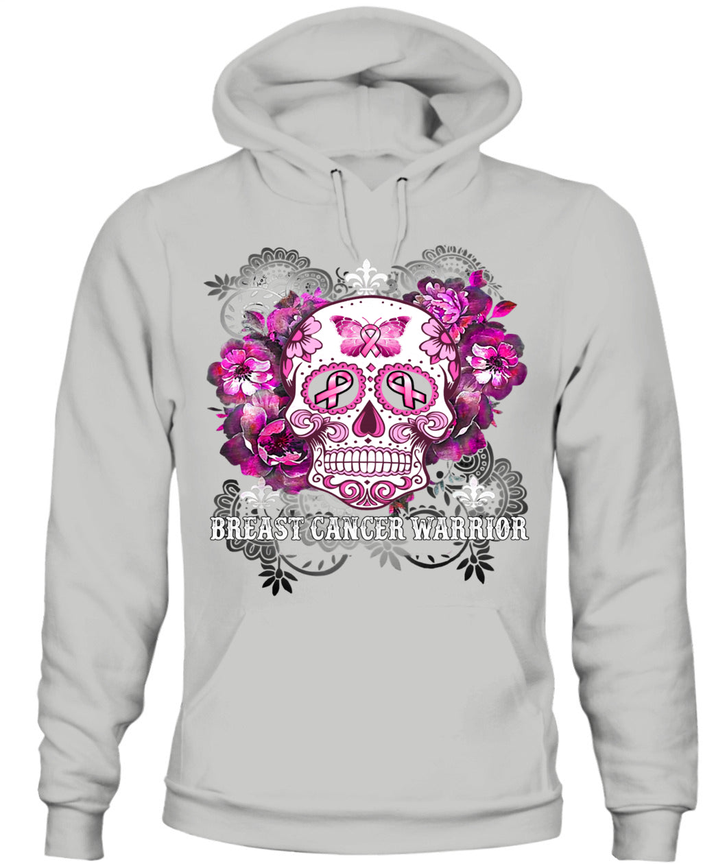 H5 - Breast Cancer Warrior Skull Flower Cancer Survivor Awareness T-Shirt