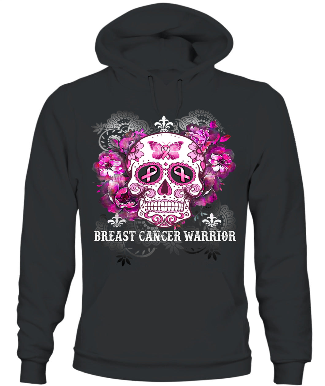 H5 - Breast Cancer Warrior Skull Flower Cancer Survivor Awareness T-Shirt