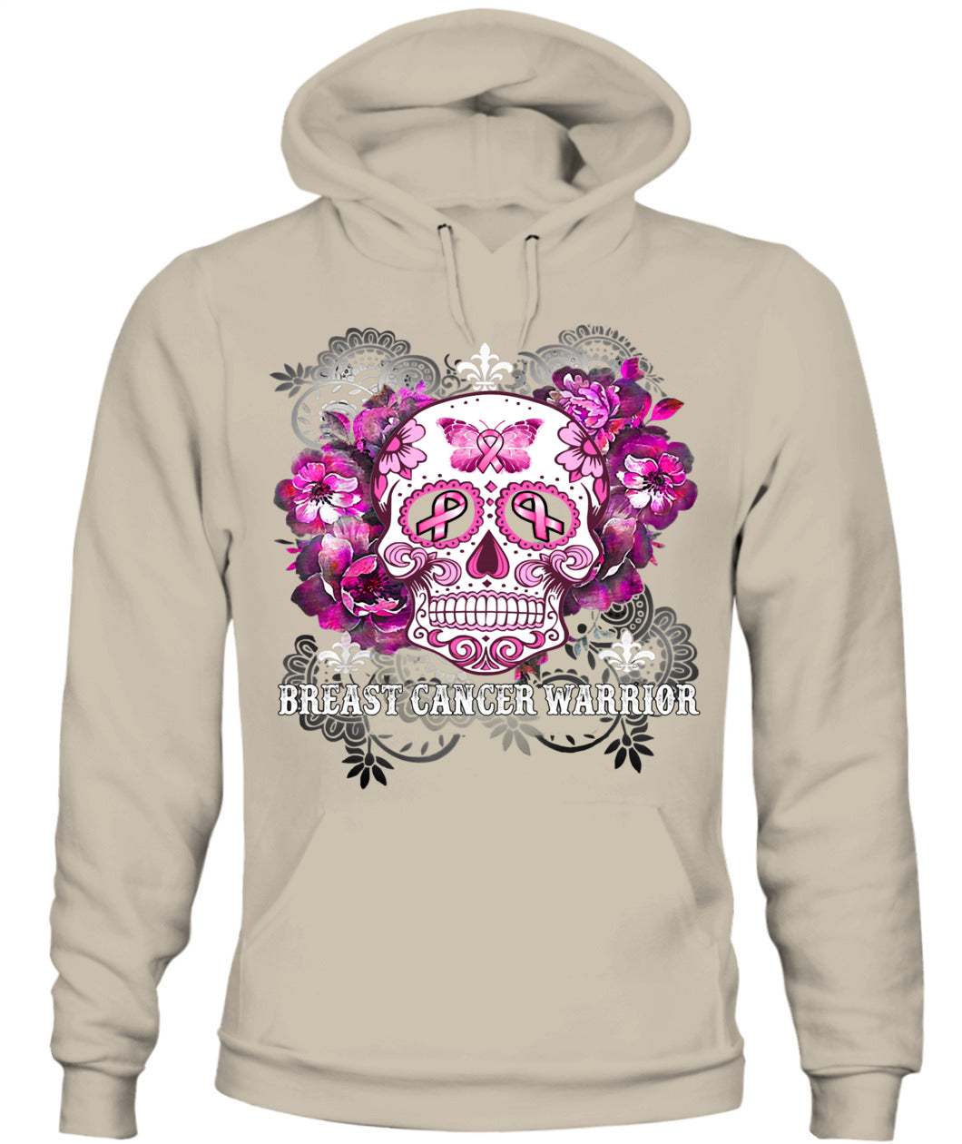 H5 - Breast Cancer Warrior Skull Flower Cancer Survivor Awareness T-Shirt