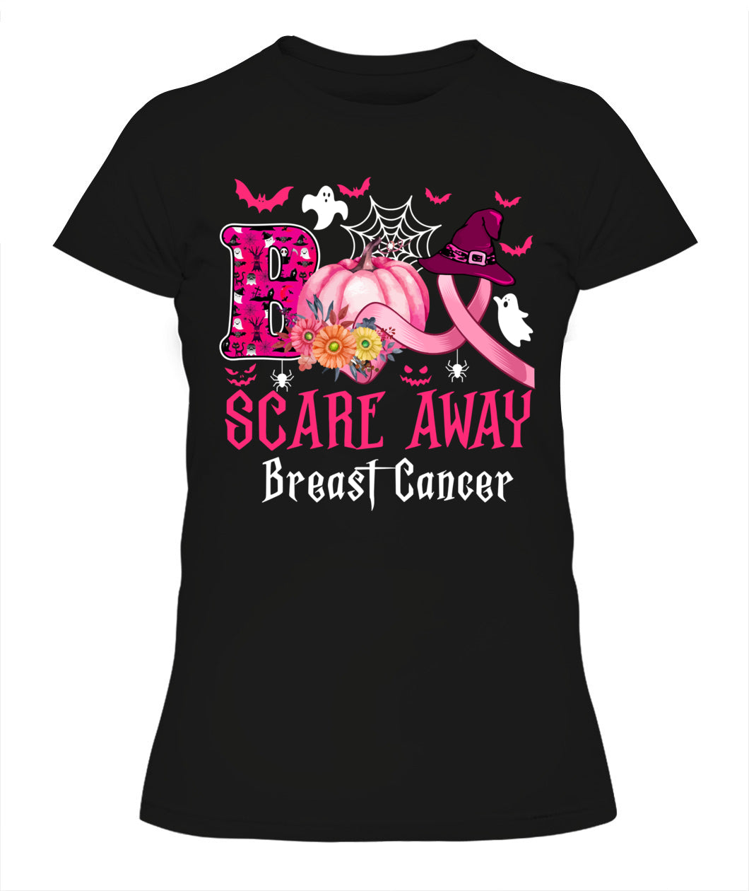 H4 - Funny Boo Scare Away Breast Cancer Happy Halloween Month T-Shirt