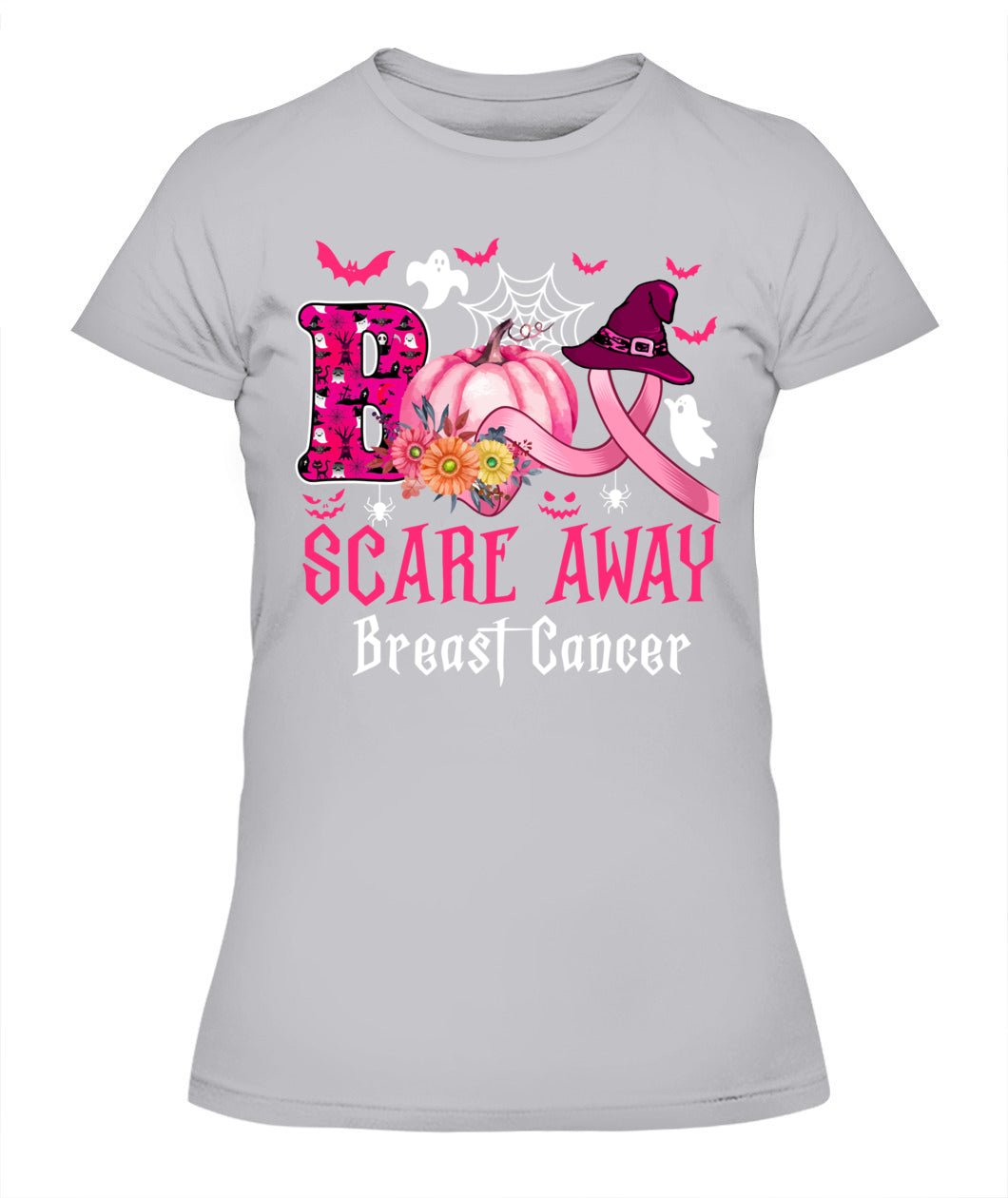 H4 - Funny Boo Scare Away Breast Cancer Happy Halloween Month T-Shirt