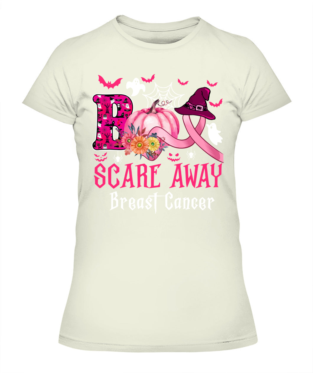 H4 - Funny Boo Scare Away Breast Cancer Happy Halloween Month T-Shirt