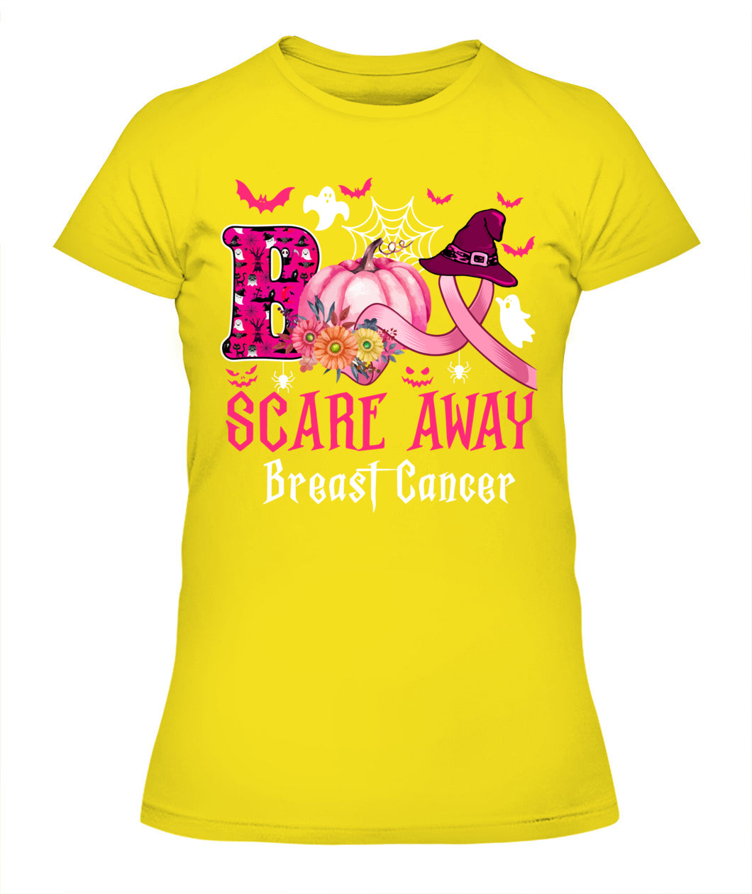 H4 - Funny Boo Scare Away Breast Cancer Happy Halloween Month T-Shirt