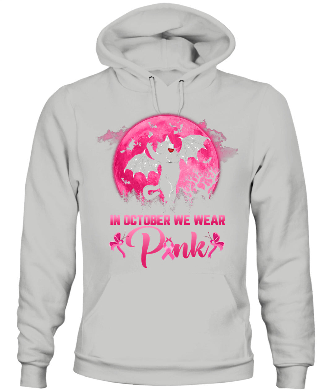 H9 - In October We Wear Pink Funny Cat Halloween Breast Cancer T-Shirt