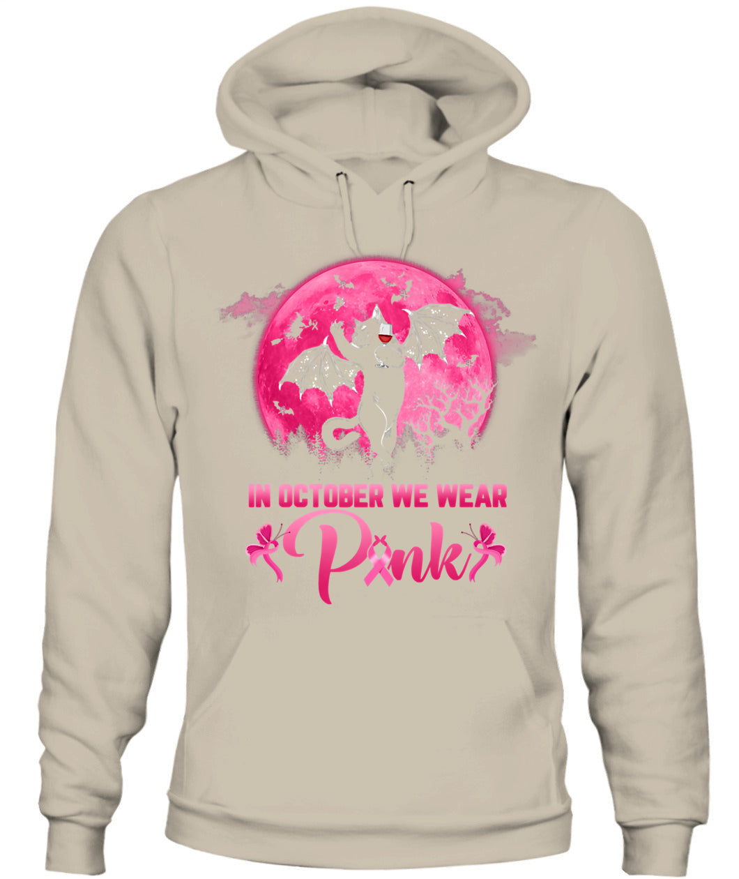 H9 - In October We Wear Pink Funny Cat Halloween Breast Cancer T-Shirt