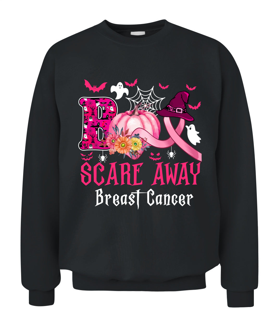 H4 - Funny Boo Scare Away Breast Cancer Happy Halloween Month T-Shirt