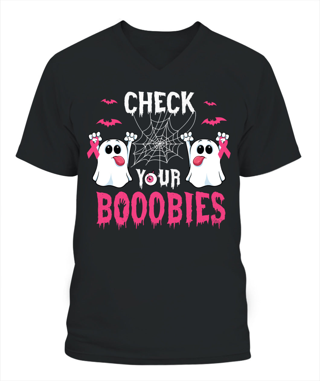 H6 - Halloween Breast Cancer Awareness-Check your Boobies Breast T-Shirt