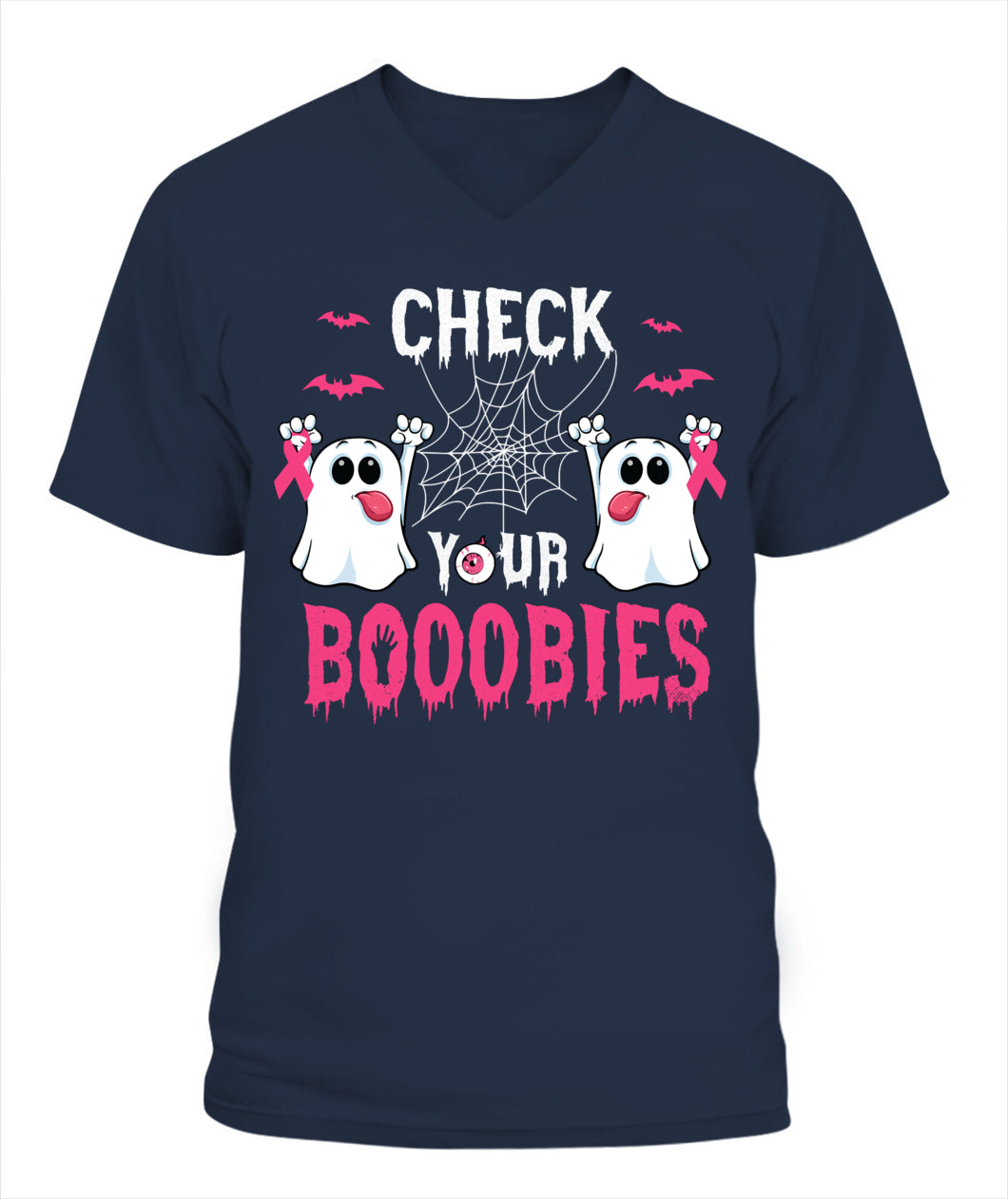 H6 - Halloween Breast Cancer Awareness-Check your Boobies Breast T-Shirt