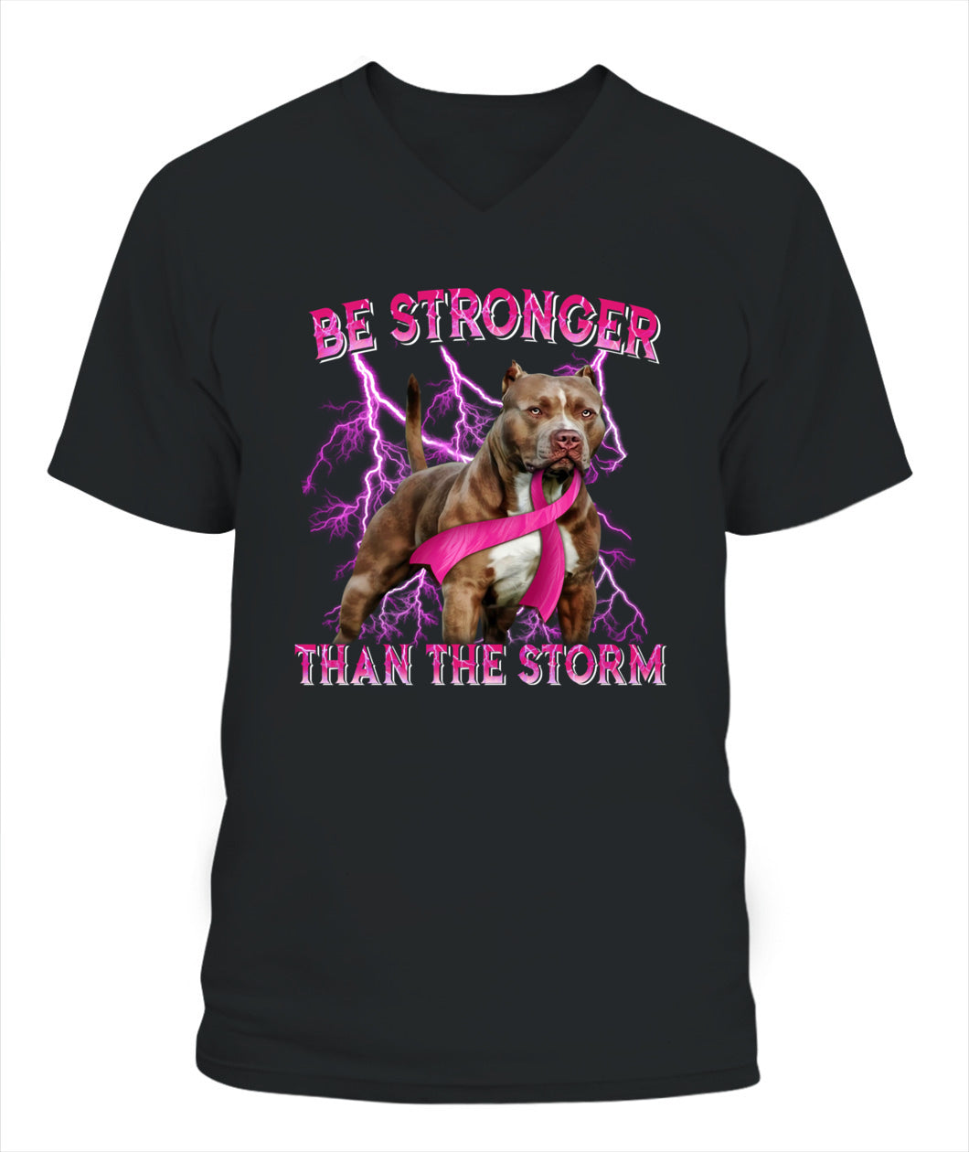 D2_Breast Cancer Pitbull Be Stronger Than The Storm Cancer Survivor Awareness Classic T-Shirt