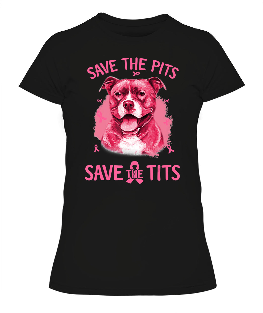 D3-Breast Cancer Save The Pits Save The Tits Pitbull Dog Classic T-Shirt