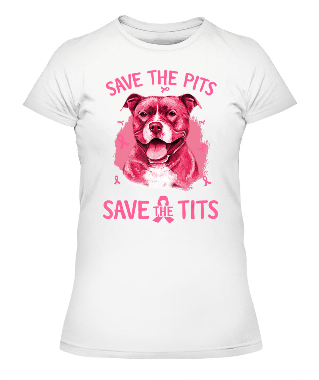 D3-Breast Cancer Save The Pits Save The Tits Pitbull Dog Classic T-Shirt