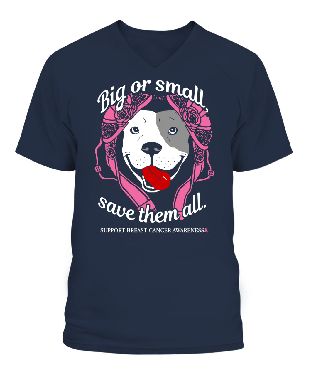 D8-Pitbull Breast Cancer - Big or Small Save them all Classic T-Shirt