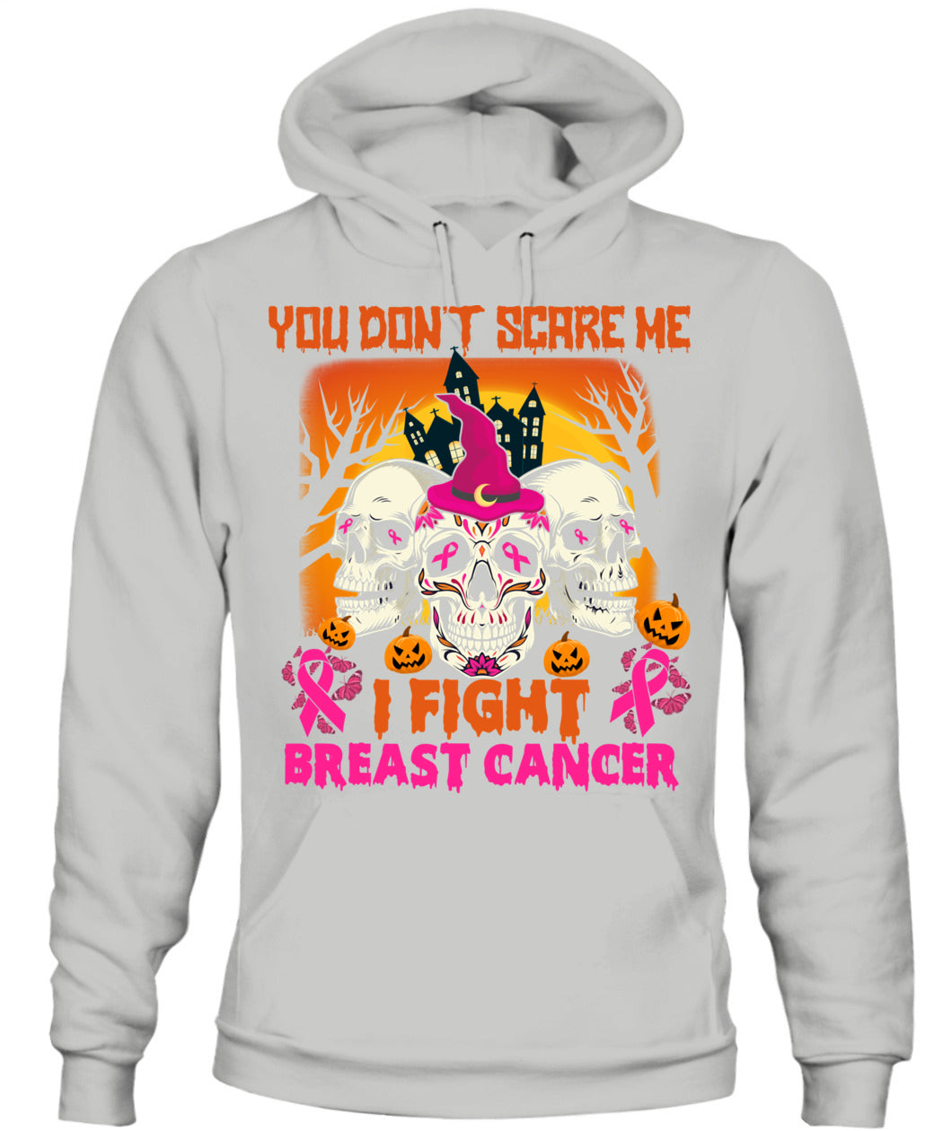 H15 - You Dont Scare Me I Fight Breast Cancer Funny Cool Halloween Pink Ribbon T-Shirt