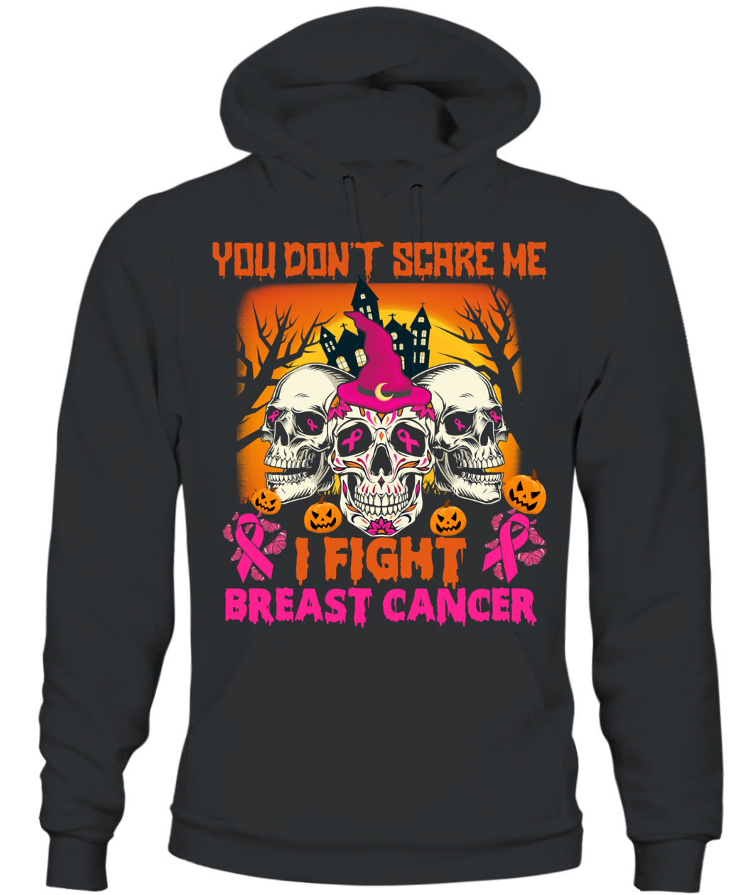H15 - You Dont Scare Me I Fight Breast Cancer Funny Cool Halloween Pink Ribbon T-Shirt