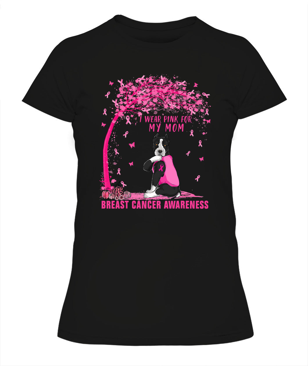 D4-I Wear Pink For My Mom Pitbull Dog Breast Cancer Awareness Essential T-Shirt