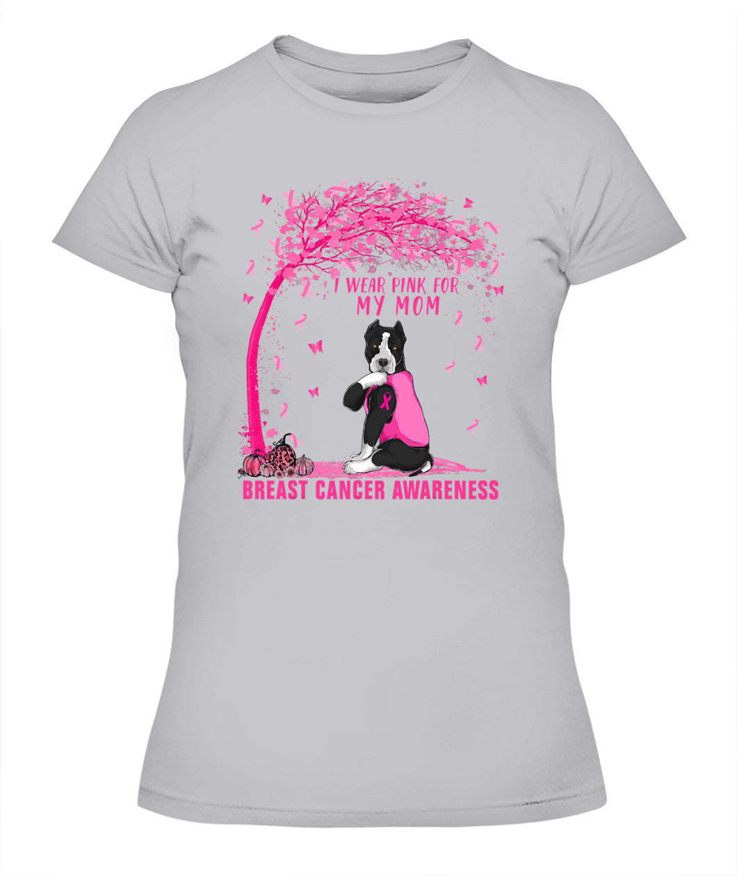 D4-I Wear Pink For My Mom Pitbull Dog Breast Cancer Awareness Essential T-Shirt