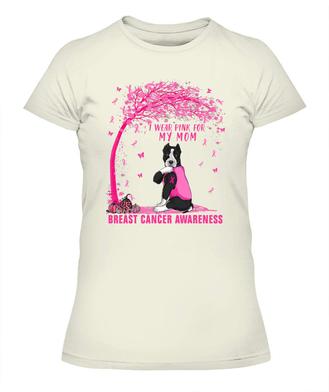 D4-I Wear Pink For My Mom Pitbull Dog Breast Cancer Awareness Essential T-Shirt