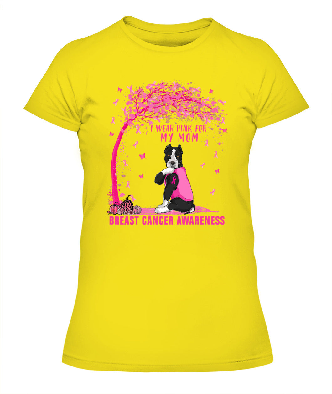 D4-I Wear Pink For My Mom Pitbull Dog Breast Cancer Awareness Essential T-Shirt