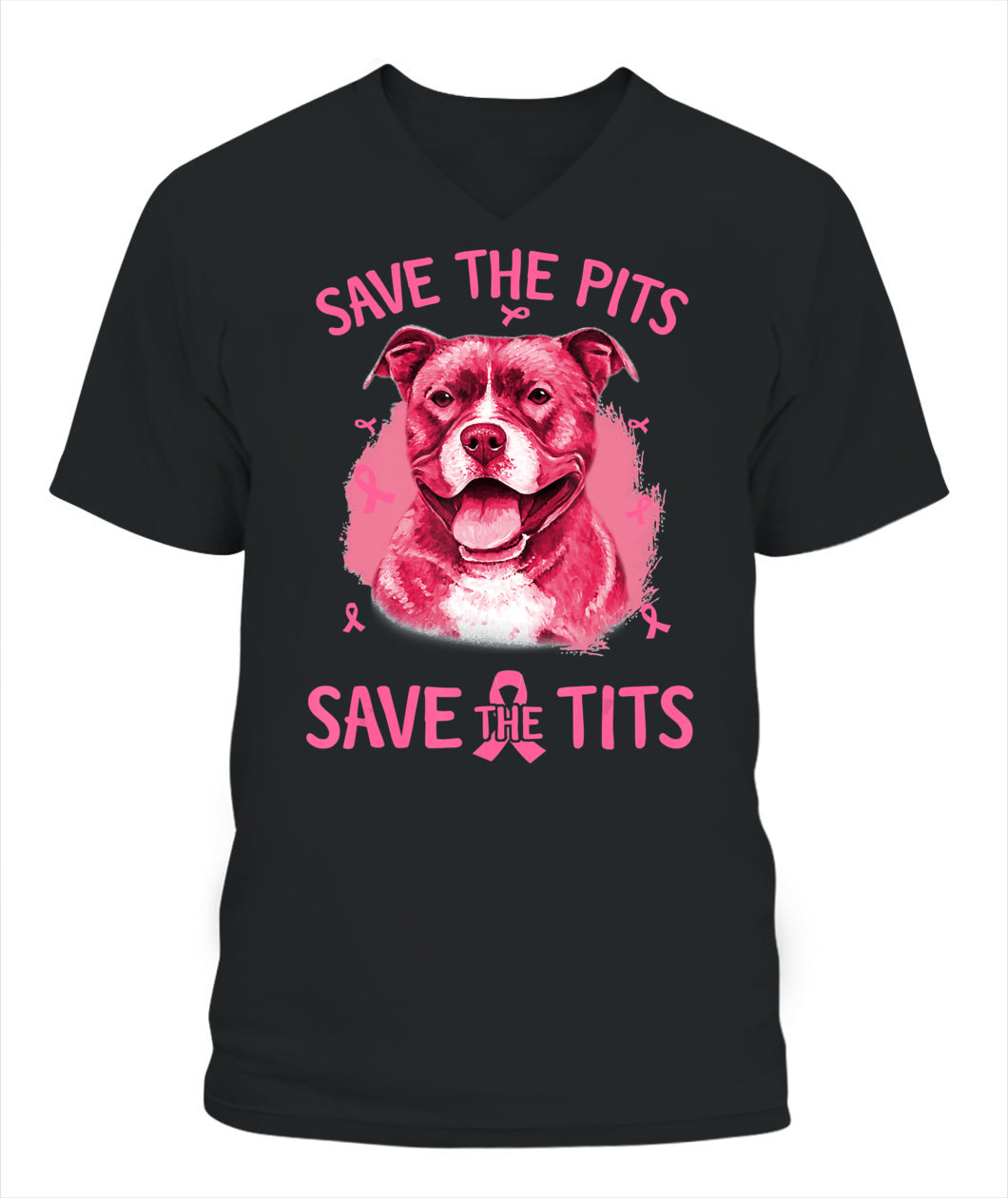 D3-Breast Cancer Save The Pits Save The Tits Pitbull Dog Classic T-Shirt