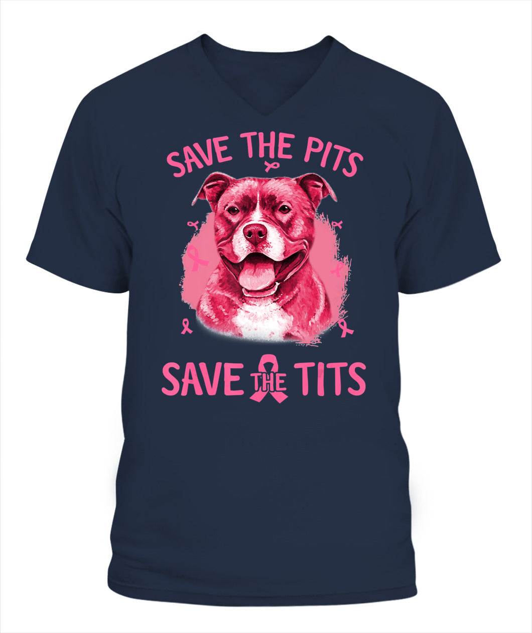 D3-Breast Cancer Save The Pits Save The Tits Pitbull Dog Classic T-Shirt