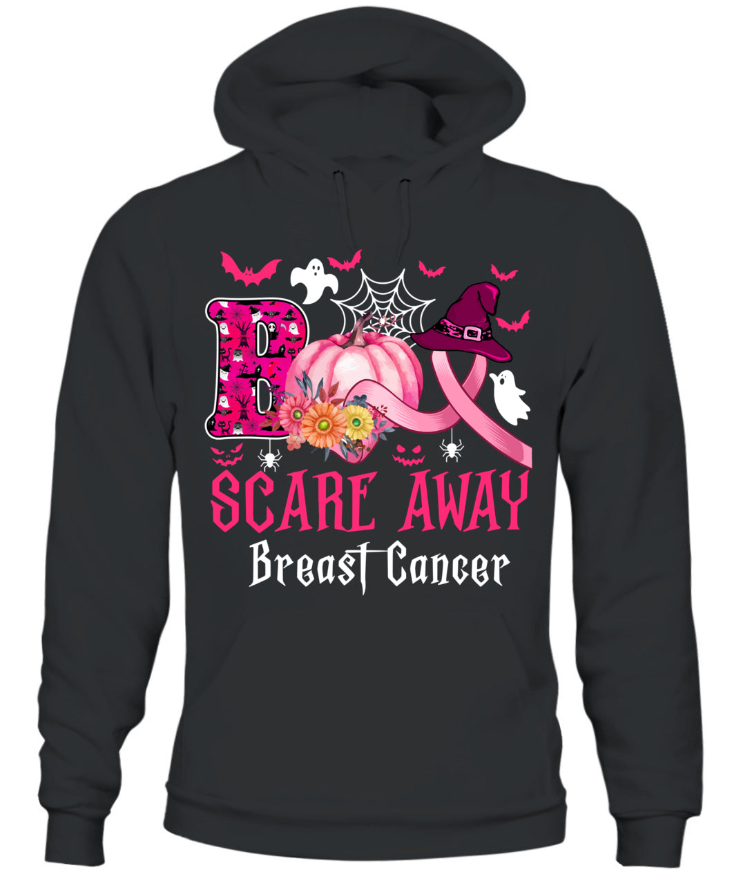 H4 - Funny Boo Scare Away Breast Cancer Happy Halloween Month T-Shirt