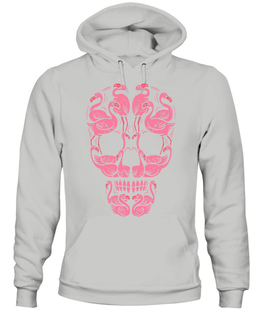 H12 - Pink Flamingo Skull Breast Cancer Awareness Halloween Women T-Shirt