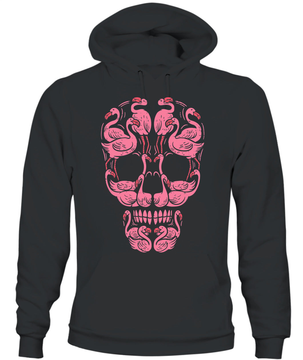 H12 - Pink Flamingo Skull Breast Cancer Awareness Halloween Women T-Shirt
