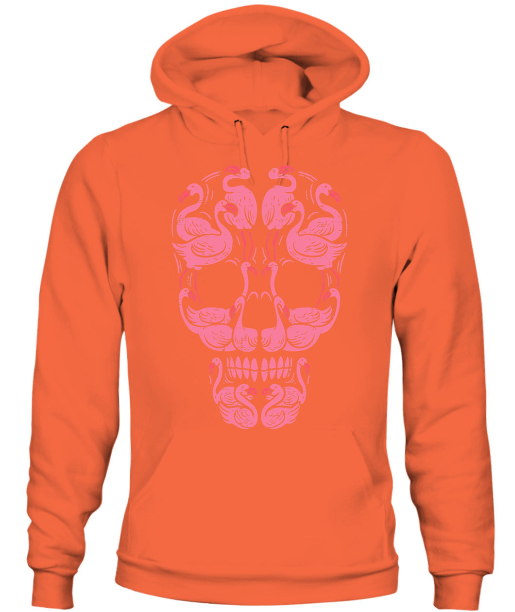 H12 - Pink Flamingo Skull Breast Cancer Awareness Halloween Women T-Shirt
