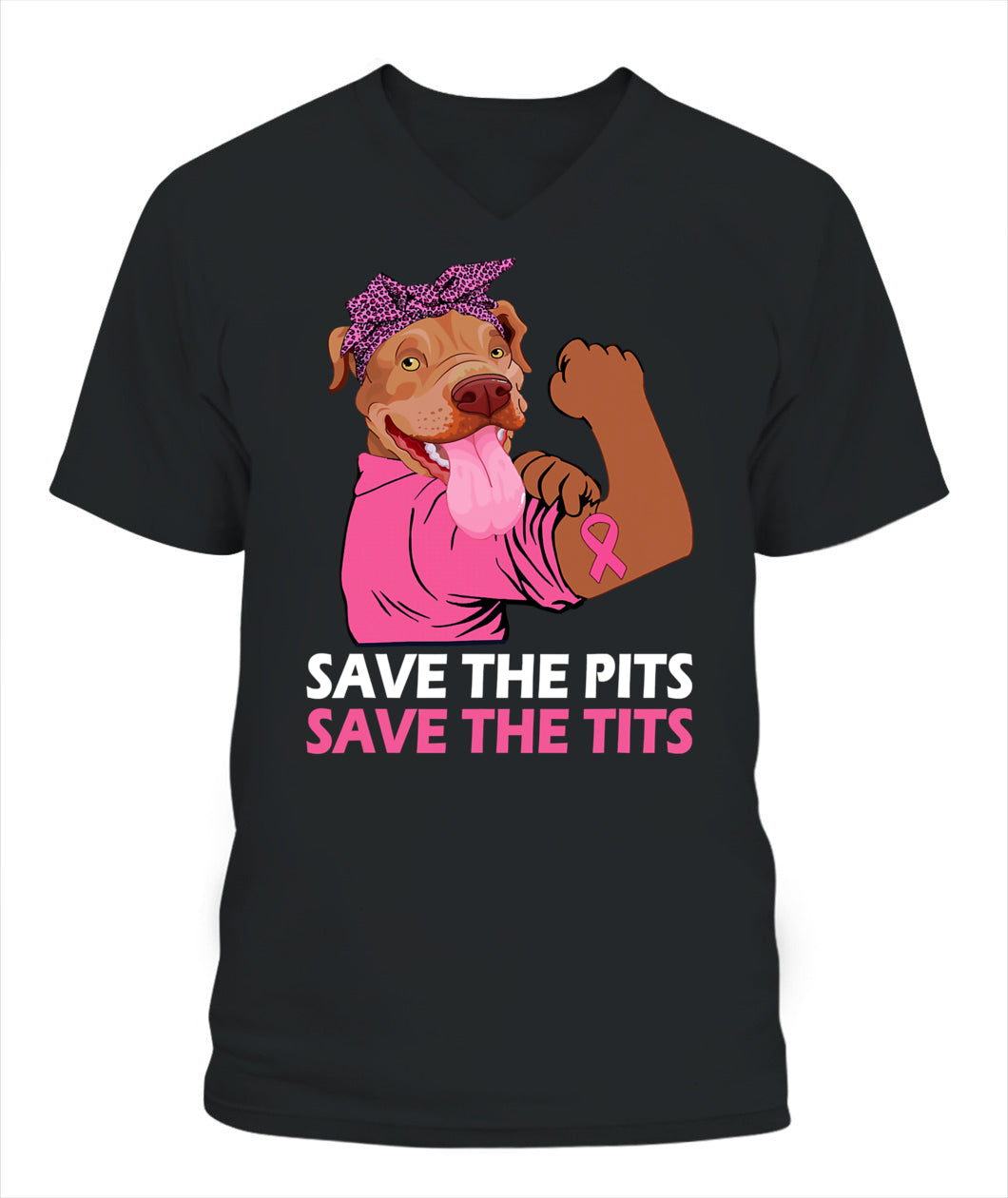 D10-Pitbull Lover Dog Save The Pits Save The Tits Pitbull Dog Breast Cancer Month 406 Pitbulls Classic T