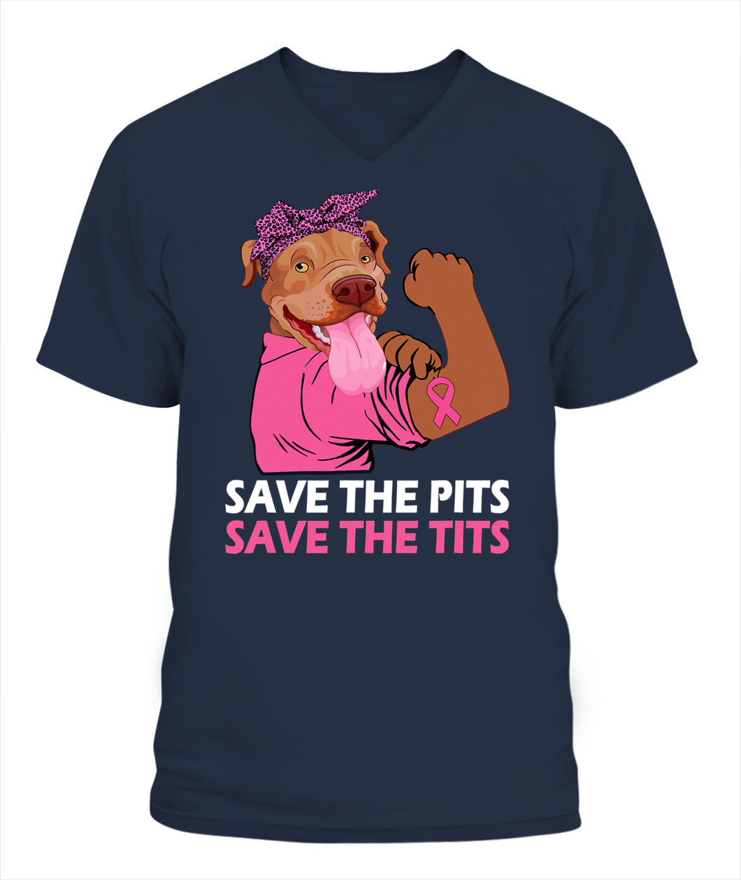 D10-Pitbull Lover Dog Save The Pits Save The Tits Pitbull Dog Breast Cancer Month 406 Pitbulls Classic T