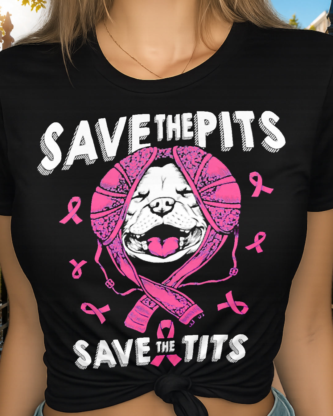 D1_Breast Cancer Awareness Save The Pits Save The Tits Classic T-Shirt
