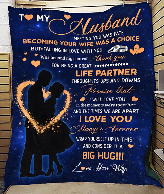 To My Husband Blanket From Wife Thank you It A Big Hug Husband Anniversary Wedding Day Valentines Christmas Fleece Throw Blanket - BLANKETS FROM WIFE 17