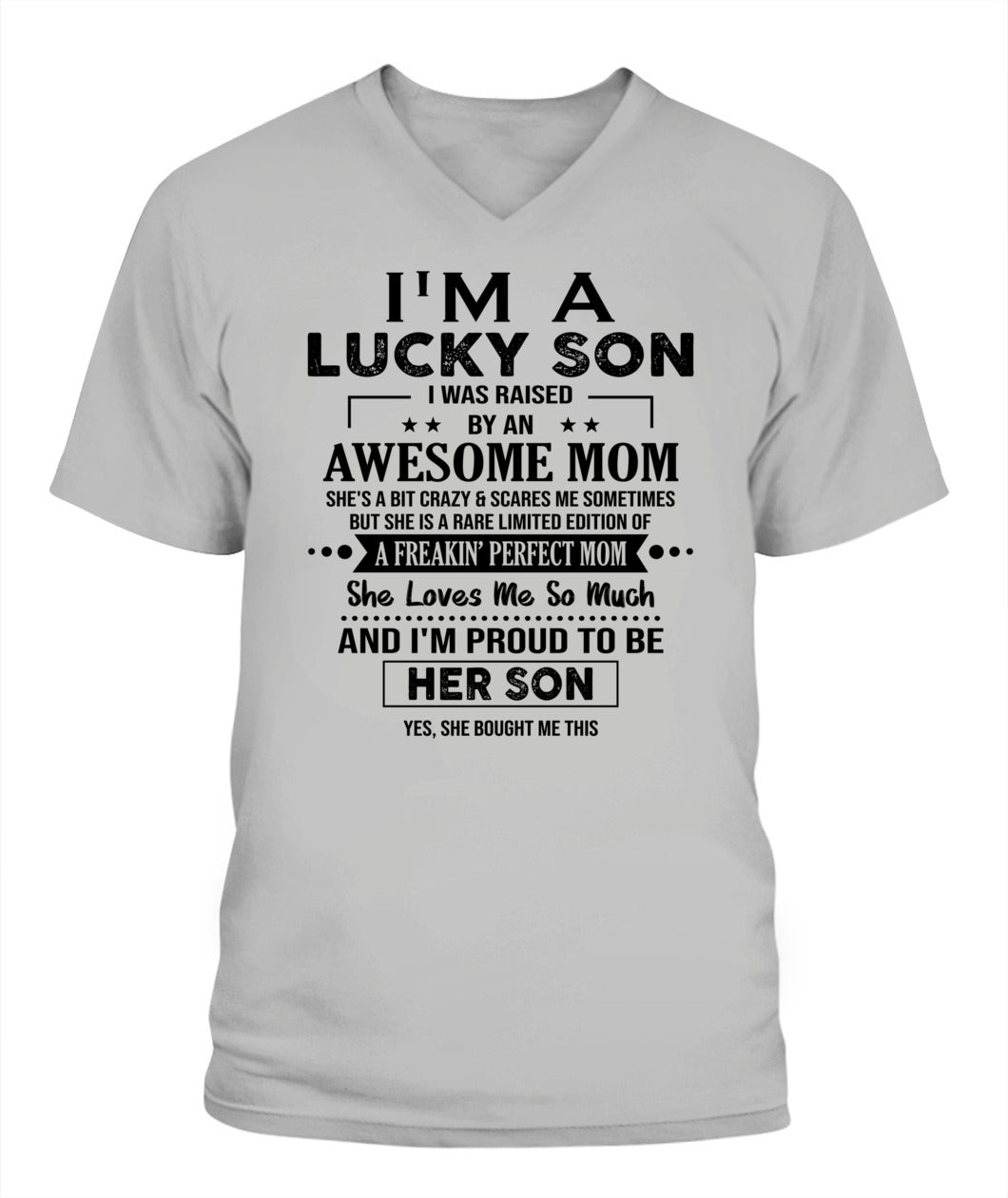 J'AI DE LA CHANCE D'AVOIR ÉTÉ ÉLEVÉ PAR UNE MAMAN EXCEPTIONNELLE - Bur - T-shirt Col V - CADEAUX POUR MAMAN