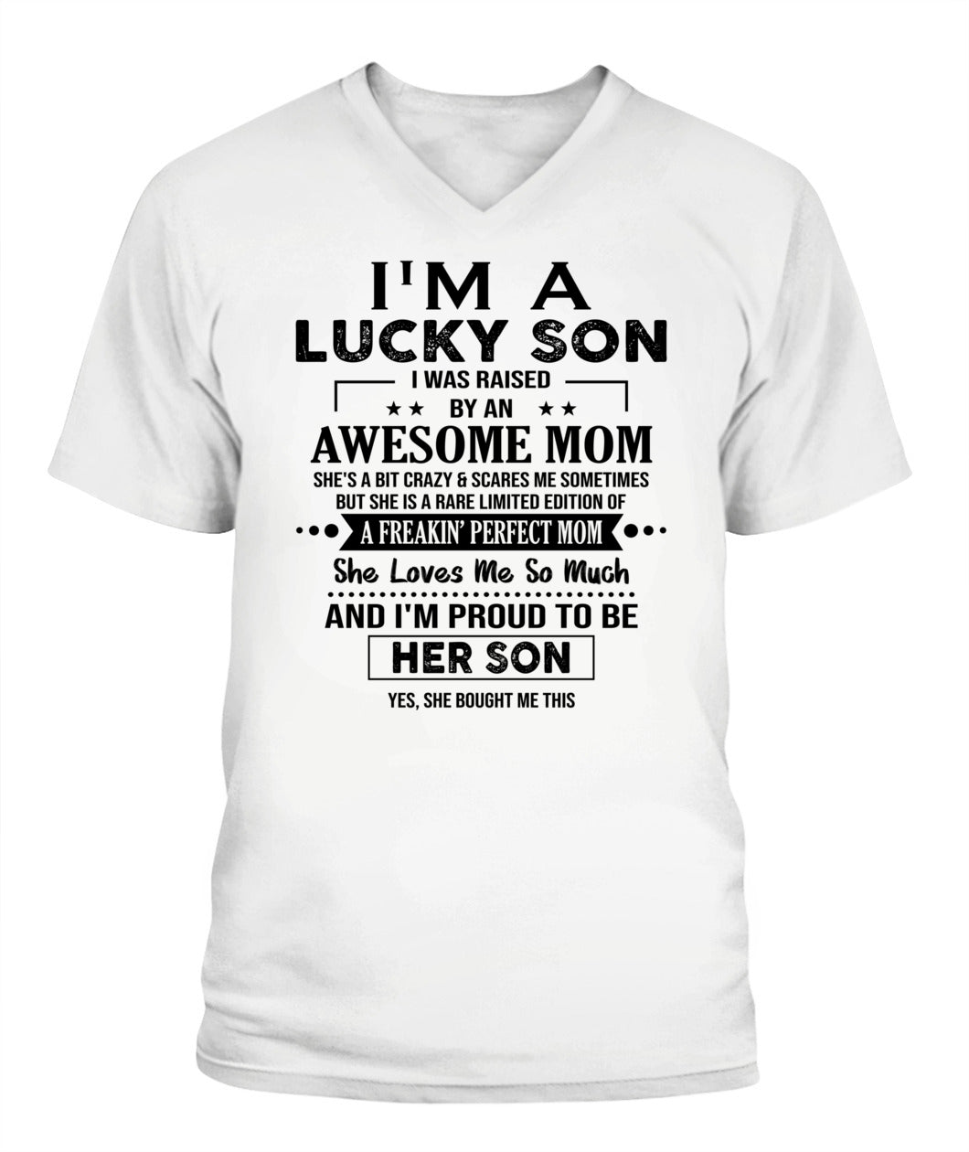 J'AI DE LA CHANCE D'AVOIR ÉTÉ ÉLEVÉ PAR UNE MAMAN EXCEPTIONNELLE - Bur - T-shirt Col V - CADEAUX POUR MAMAN