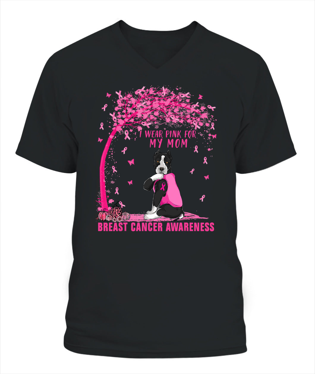 D4-I Wear Pink For My Mom Pitbull Dog Breast Cancer Awareness Essential T-Shirt