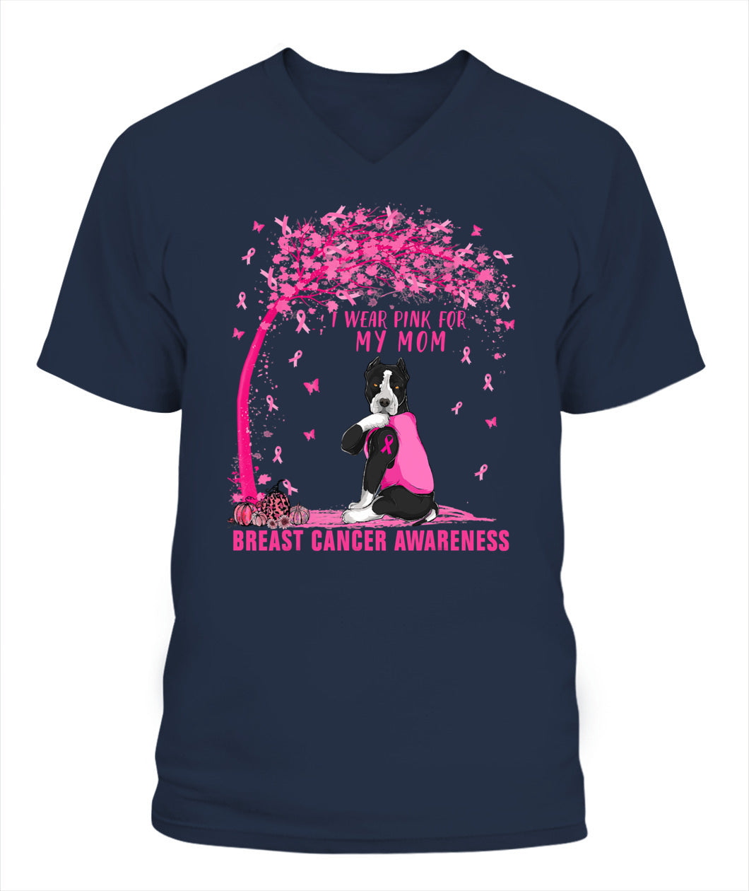 D4-I Wear Pink For My Mom Pitbull Dog Breast Cancer Awareness Essential T-Shirt